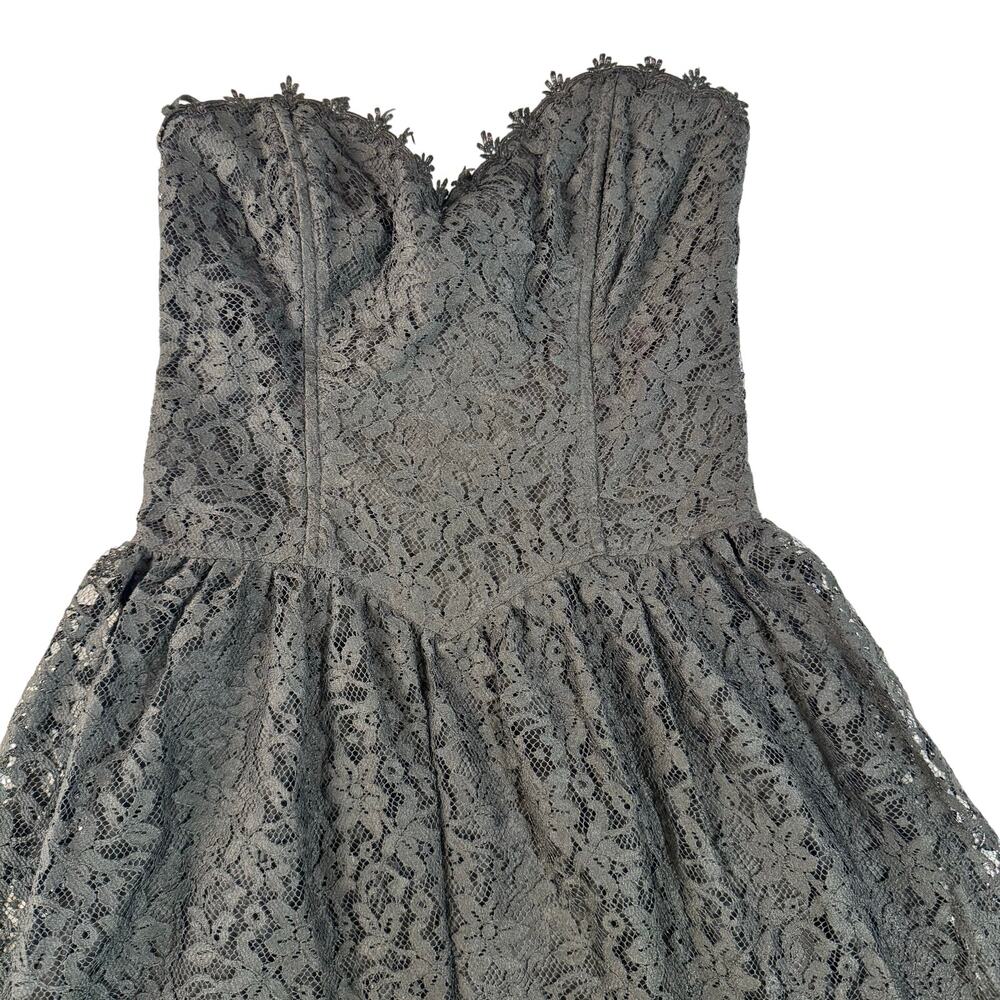 Vintage Gunne Sax by Jessica McClintock Black Lace Strapless Corset Dress xs